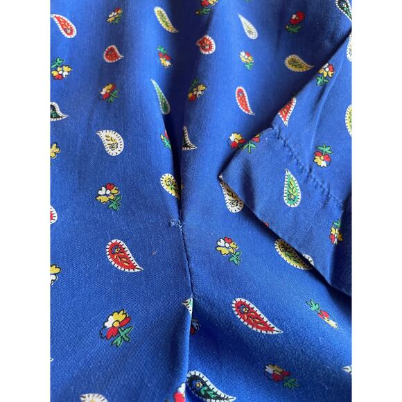 VTG Chaus Petites Western Wear Paisley Blue Button Up Long Sleeve Blouse Size 6 - Picture 8 of 13